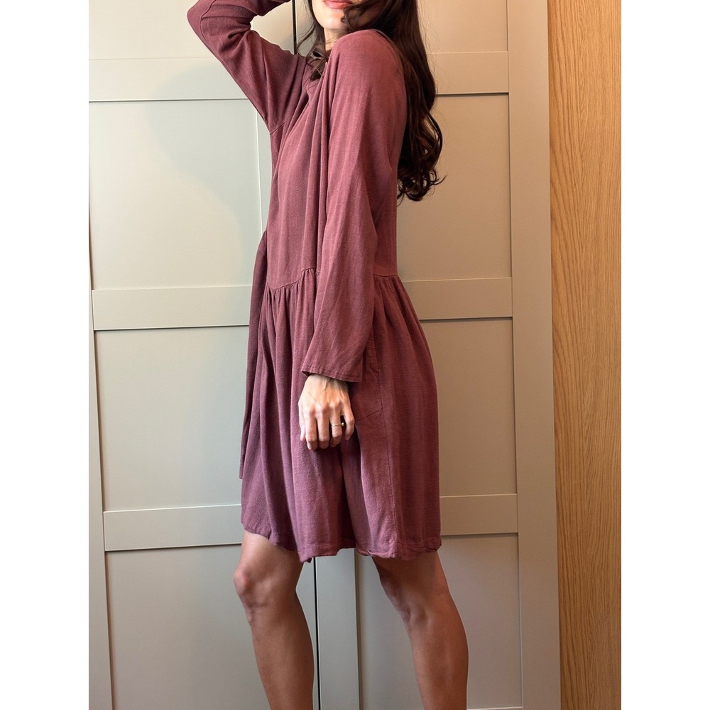 Rachel Pally women's Ruthie Linen Blend Babydoll Drop Waist Dress Rust Boho